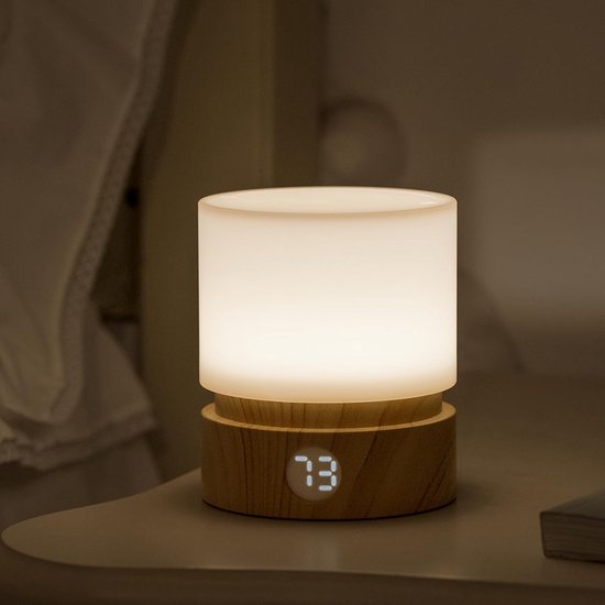 Foto: Cilindervormige lamp oplaadbaar nachtlampje nachtkastje bureaulamp led tafellamp aanraakgevoelig ademend sfeerlicht