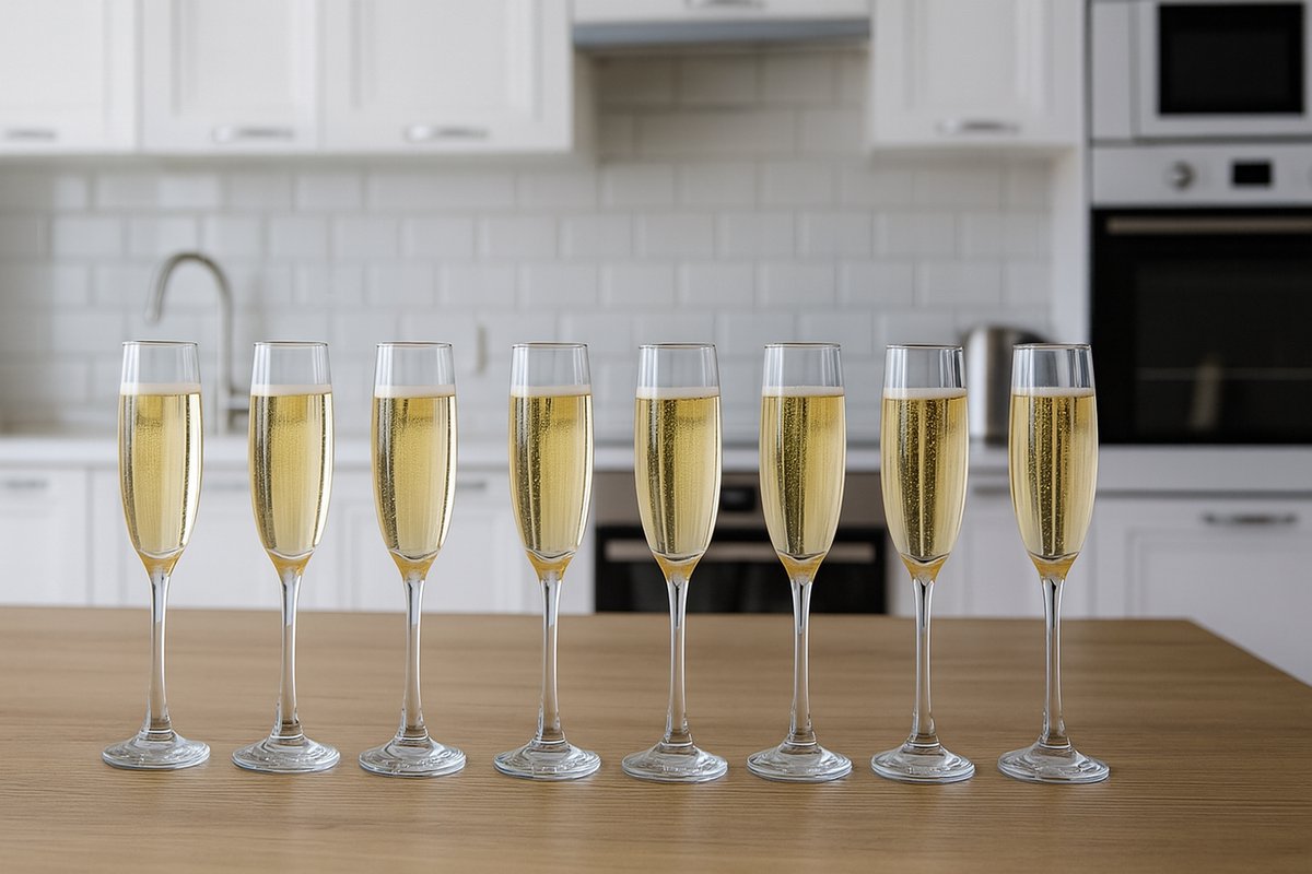 Glozini Havana – Set van 6 Champagneglazen – 260 ml – Kristalhelder – Elegant Design voor Champagne en Prosecco