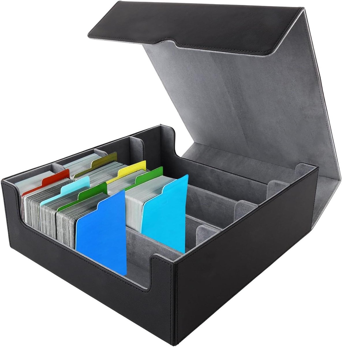 Afdekbox voor verzamelkaarten 352 x 294 x 108 cm - kaartenopbergdoos met toploaders in zwart - Trading Card Box voor speelkaarten
