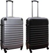 Travelerz kofferset 2 delig ABS groot - met cijferslot - 69 liter - zilver - zwart