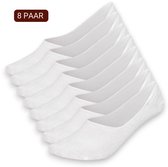 Set van 8 witte naadloze enkelsokken, elegant gerangschikt.