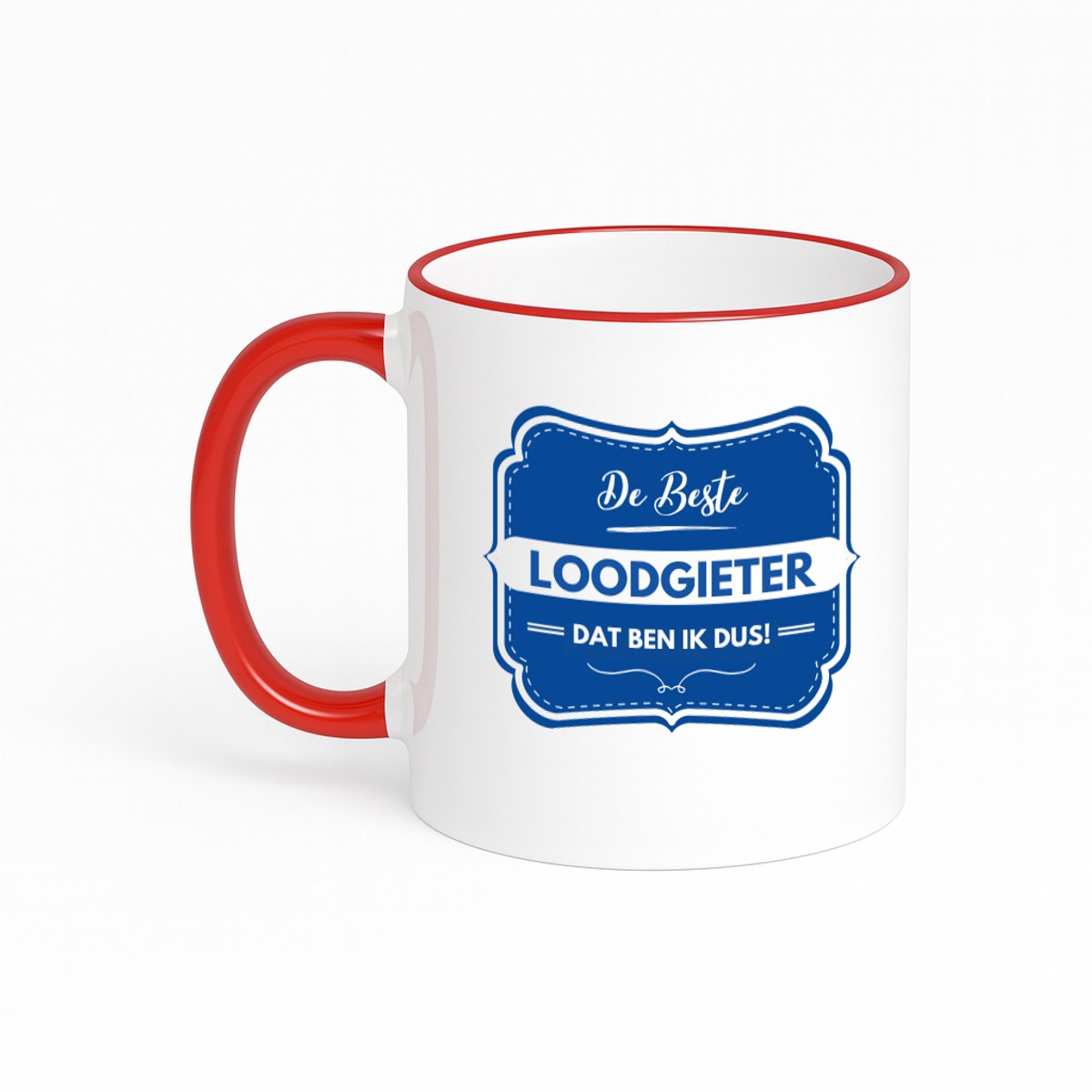 Hacebo® - De beste loodgieter koffiebeker met gekleurde rand rood - Loodgieter - loodgieters - thee mok - koffie beker - werk - afscheidscadeau - verjaardagscadeau - kado - koffiemok - 330 ML