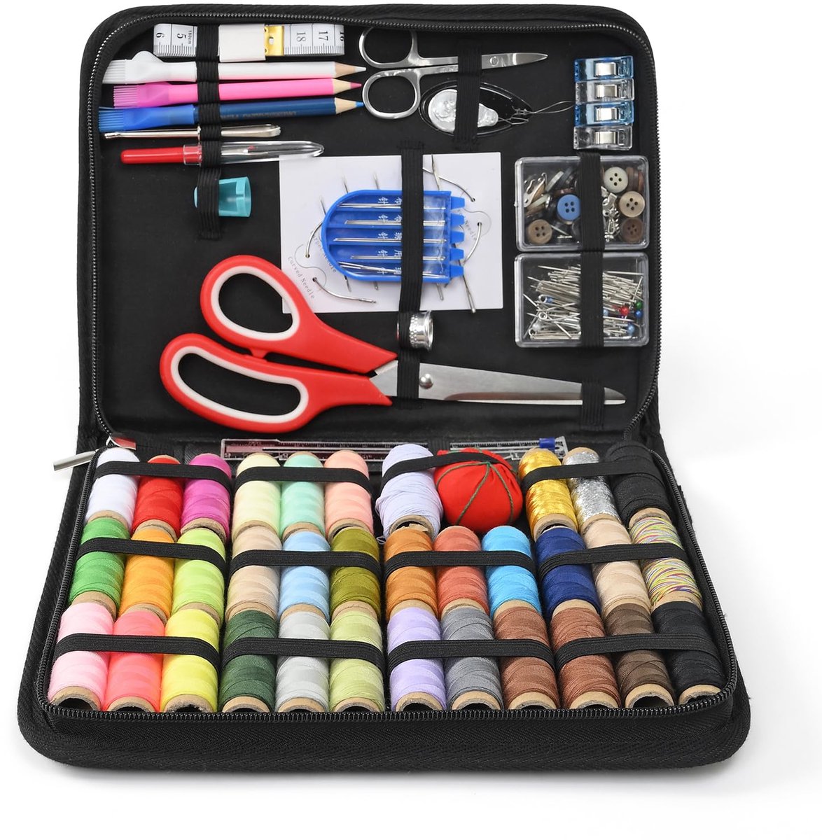 Ibenzoa® Uitgebreide draagbare naaiset met 200 accessoires voor beginners en gevorderden