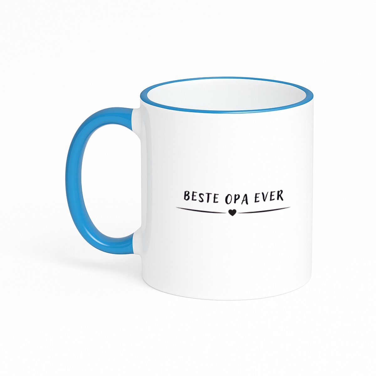 Hacebo® - Beste opa ever koffiebeker met gekleurde rand blauw - Opa - grandpa - thee mok - koffie beker - leuk cadeau voor je opa - koffiemok - 330 ML