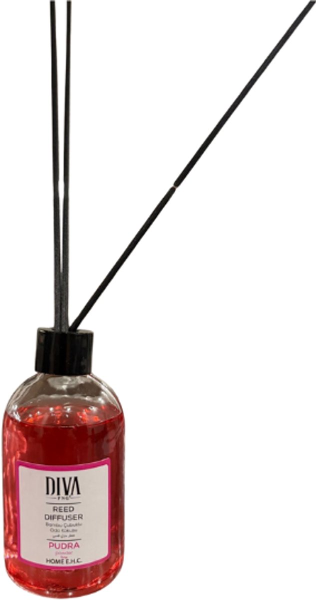 DIVA PNG Reed Diffuser Pudra 100ml – Geurstokjes met Poederparfum – Luxe Huisparfum met Bamboestokjes – Langdurige Geurverspreiding