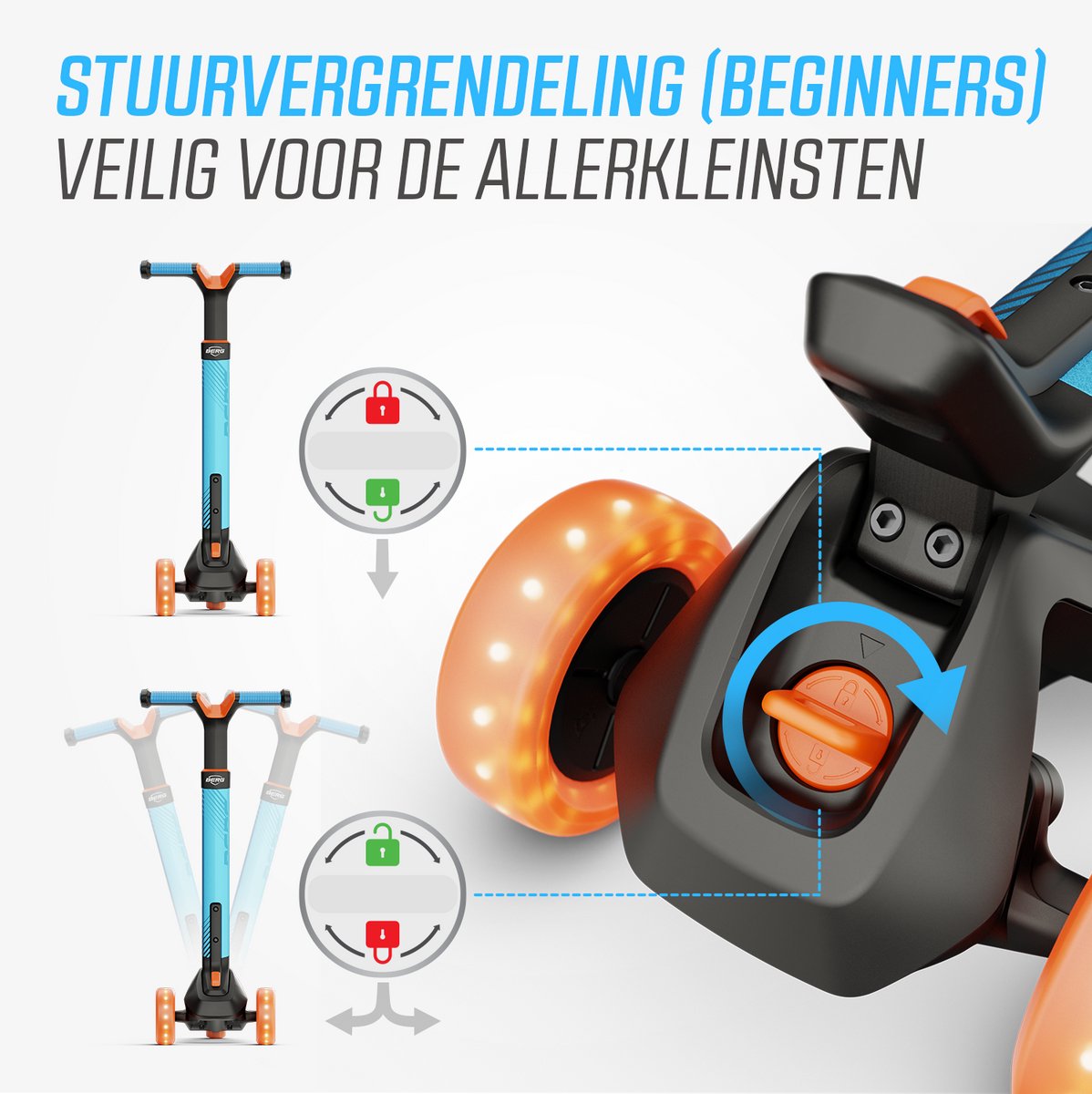 BERG Nexo Kinderstep - Step 3 wielen - Vanaf 2 jaar - Opvouwbaar - In hoogte verstelbaar - Incl. LED-deck + LED wielen - Blauw — afbeelding 5