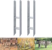 4 Stuks Paaldragers Hoogte 600 mm, Breedte 91 mm, Materiaaldikte 5 mm, H Anker voor Palen
