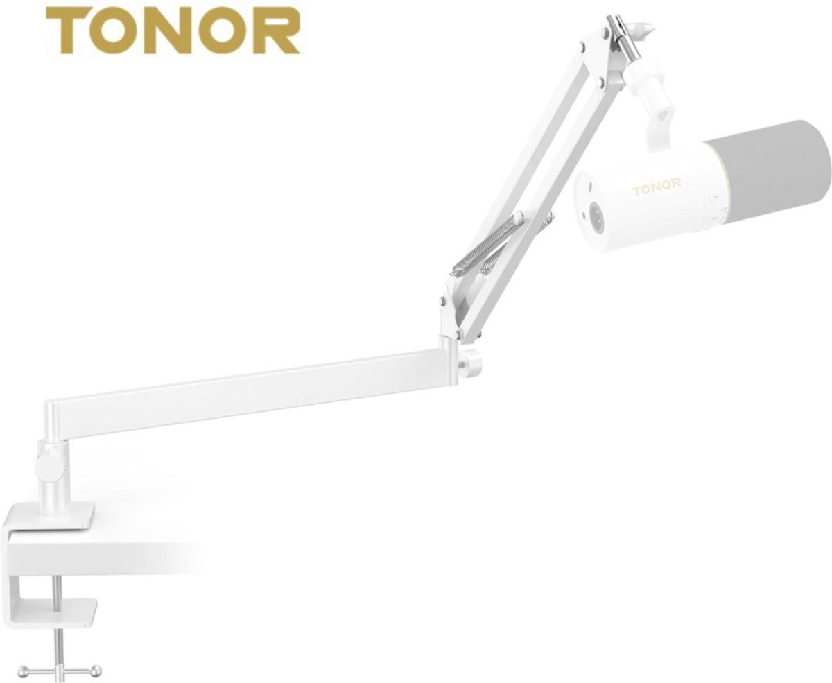 WNHB® Microfoon Arm Universeel - 360° Verstelbare Boom Arm - Laag Profiel Microfoonstandaard tot 1,5 kg - Wit