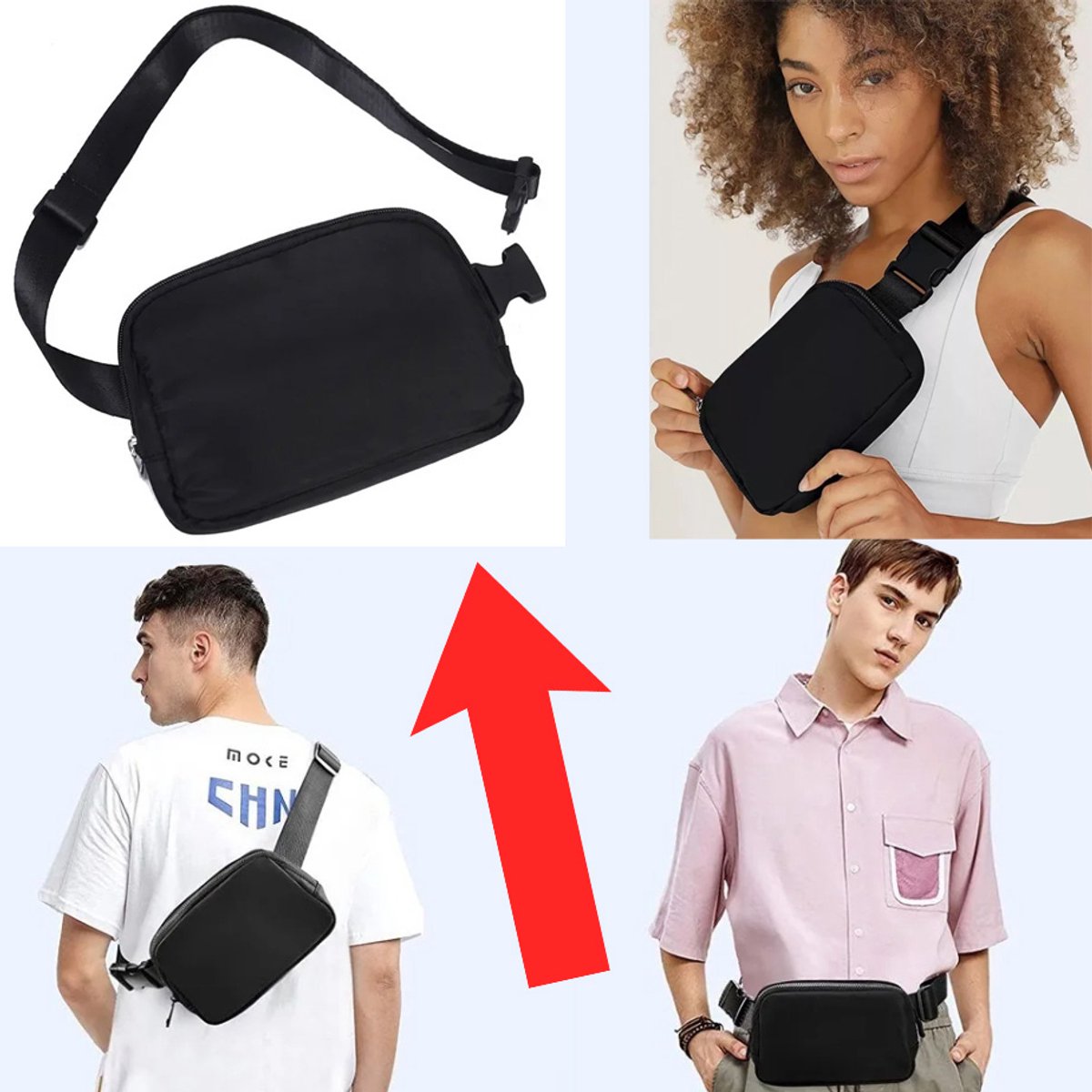 Actie4you® - Heuptas - Fanny Pack – Unisex - Buideltas - Schoudertas - Heuptasje Dames en Heren - Voor Al Uw Stijlvolle Outfits - Zwart