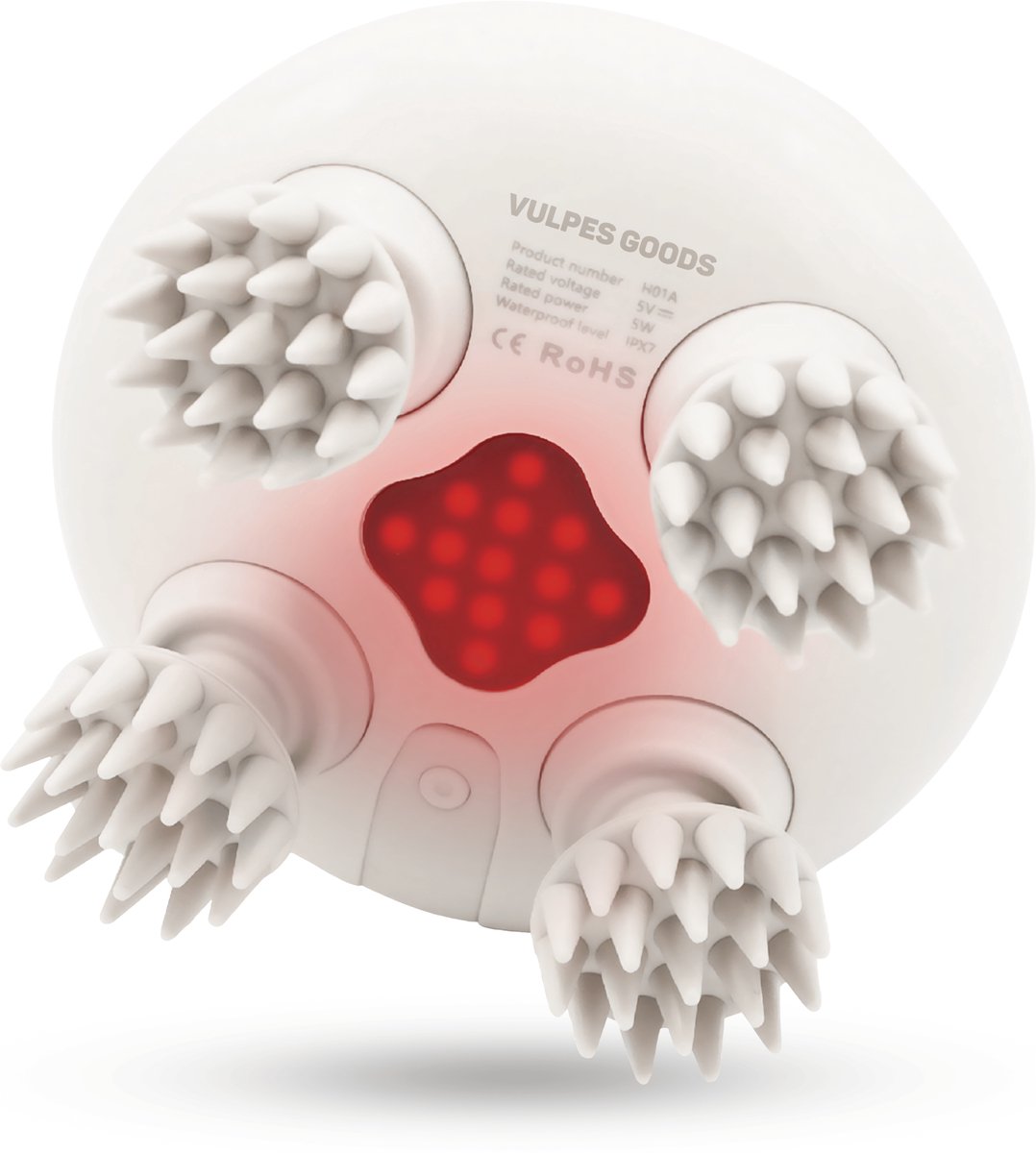 Vulpes Goods® BodyCare - Hoofdmassage Apparaat met Infrarood – Elektrisch Massageapparaat - Scalp Massager - Haarborstel – Stimuleert Haargroei & Bloedsomloop - USB Oplaadbaar - Incl. E-Book