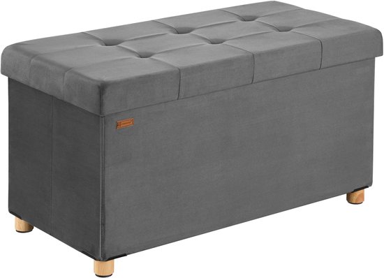Casaria Opbergbank - Opbergruimte 76x38x42cm Opvouwbaar Fluweel - Antraciet