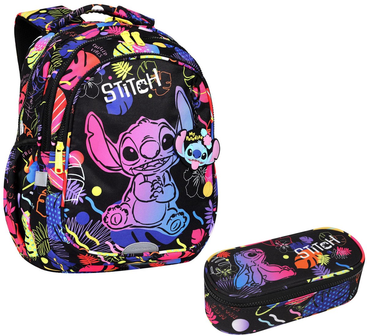 Coolpack Jerry DISNEY STITCH 19 L schoolrugzak zwart en ovale school Tekenetui - Pennenetui