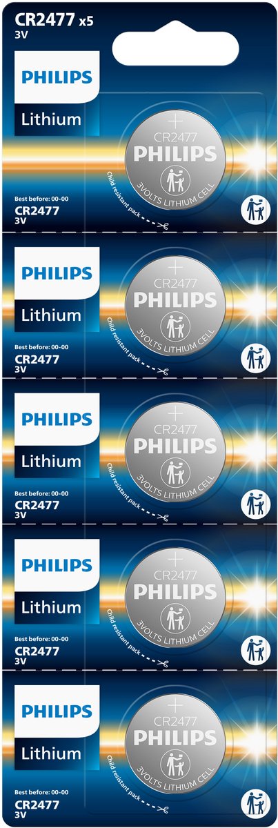 Philips CR2477 3V Lithium Knoopcel Batterijen 5 stuks