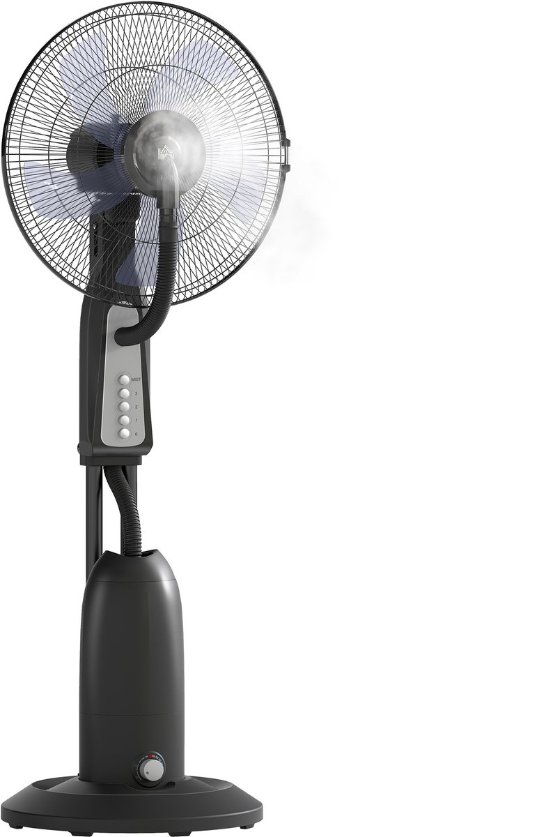 HOMCOM-Standventilator aus Metall, ABS Schwarz