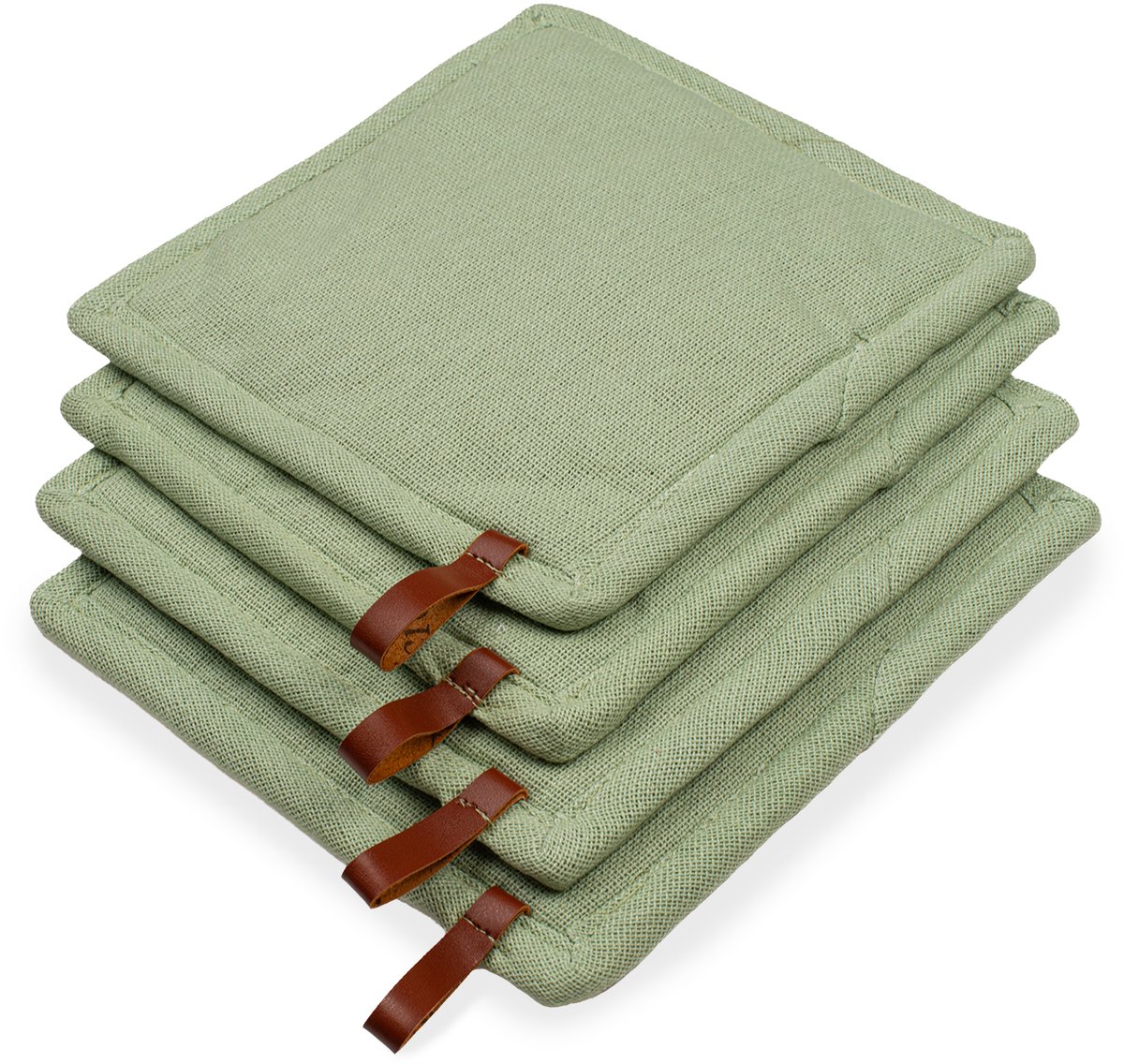 CH&F Pannenlap met Pocket 4 stuks | Bellavarde Celadon | Pannenlap Groen | 20x20cm