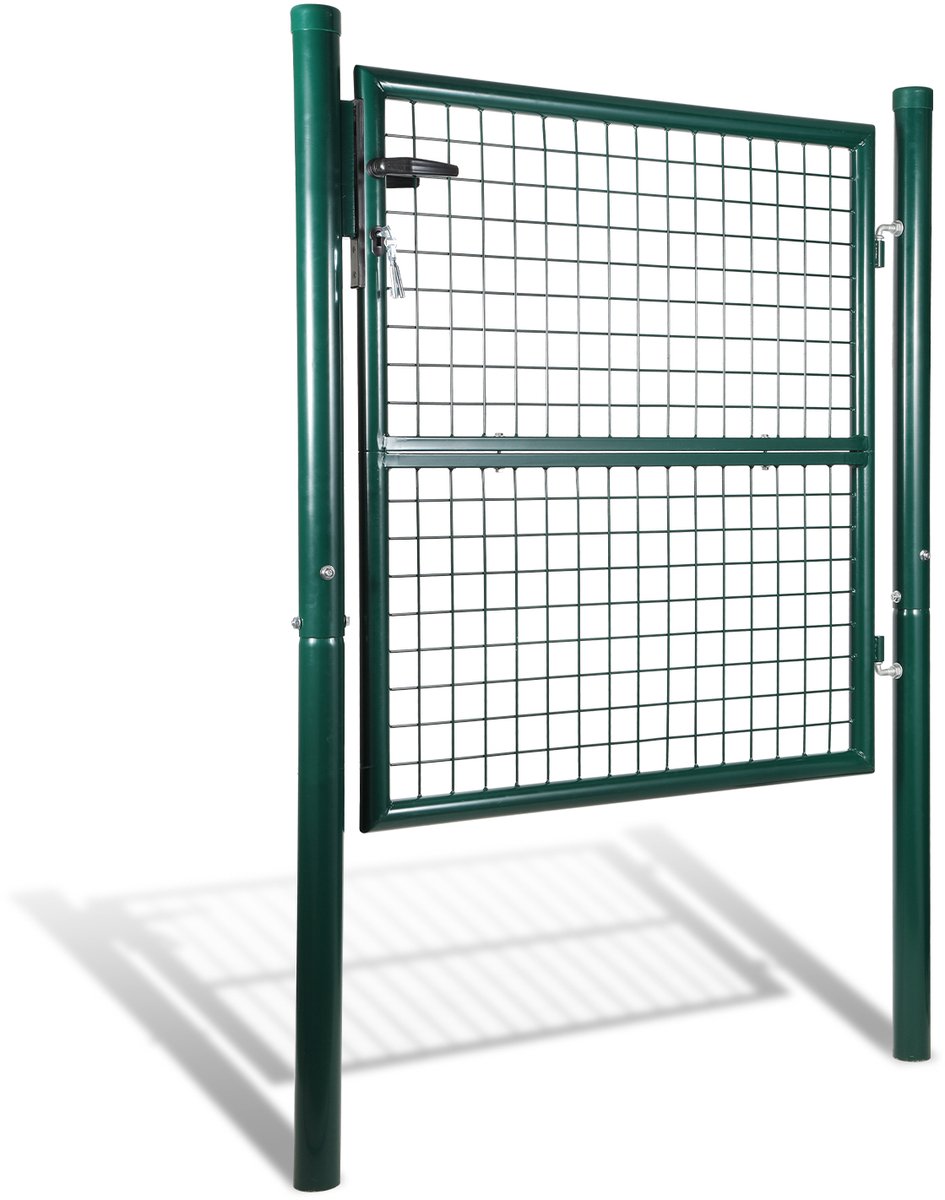 Tuinpoort 125 x 100 cm - Verzinkt Stalen Tuindeur Met Handvat, Slot en Sleutels - Gedeelde