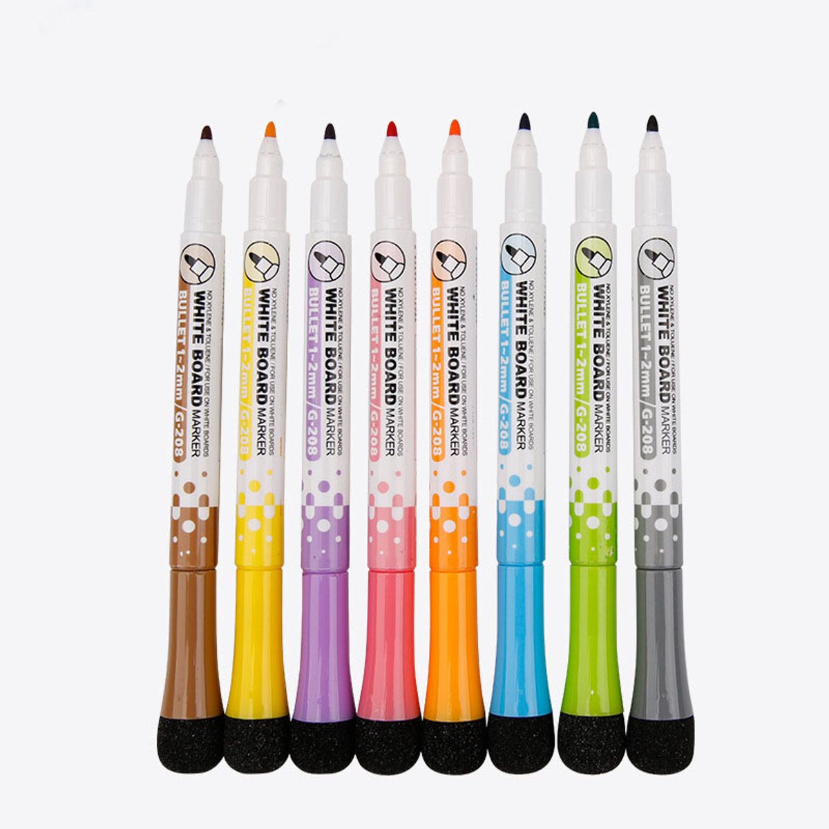 CHPN - Whiteboardstiften - Stiften voor whiteboard - White board - Markers - 8 stuks - Kleuren - Schoolbord stiften - Uitwisbaar - Met wisser - Uitwisbare stiften - Universeel - Stiften
