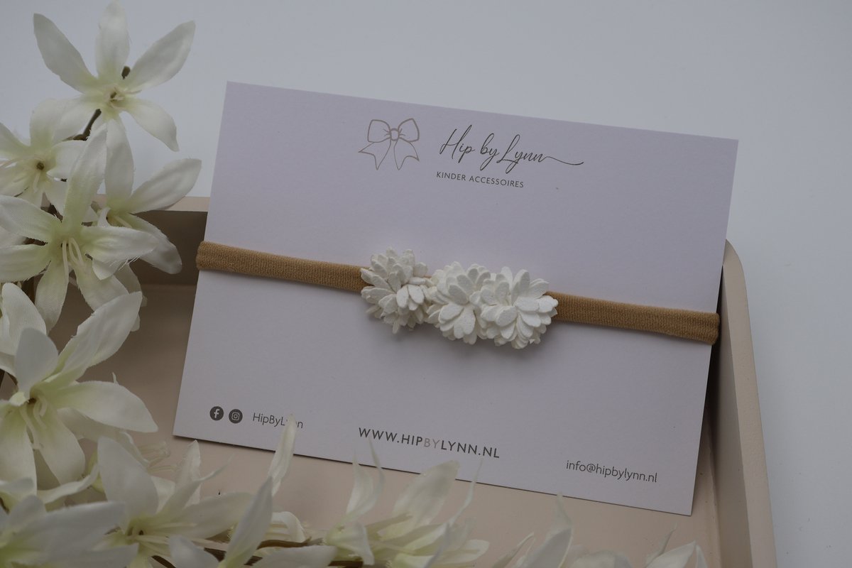 HipByLynn - Haarband Bloemetjes wit - Haarklem - Kinderaccessoires - Haaraccessoires - Haarband voor meisjes - Haarband voor Baby's