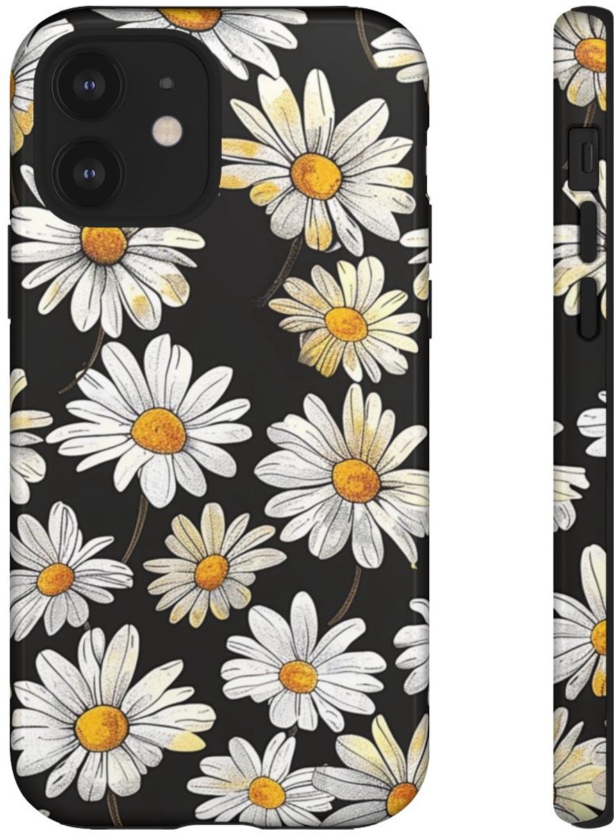 Witte Madeliefjespatroon – Telefoonhoesje Geschikt voor iPhone 12