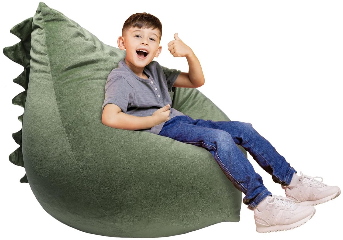 Grote Dinosaurus Zitzak Stoelhoes - Gevuld Dier Speelgoed Opslag Zitzak voor Kinderen - Boys Slaapkamer Organisator Cadeau - 80 × 76 × 63