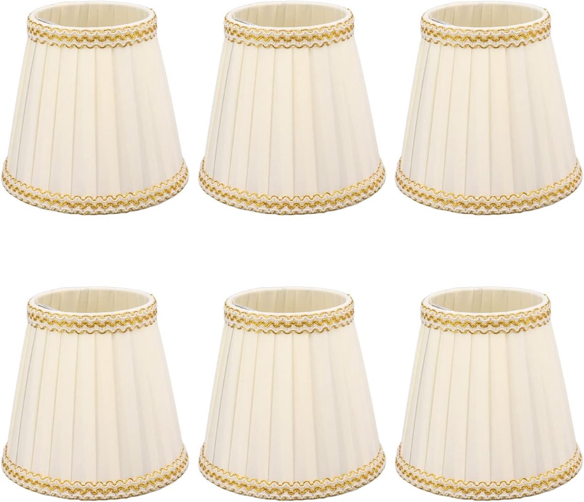 6Pcs Small Lampshade Modern Clip On Lampshade Replacement for Chandelier Candles Bulbs