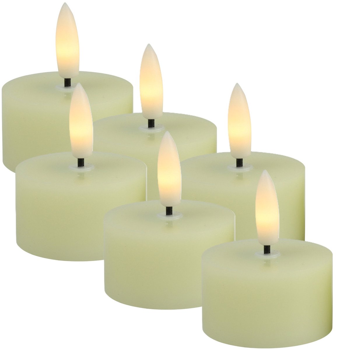 Countryfield LED theelichtjes/waxinelichtjes - 6x st - creme wit - D4 x H5,2 cm - met timer