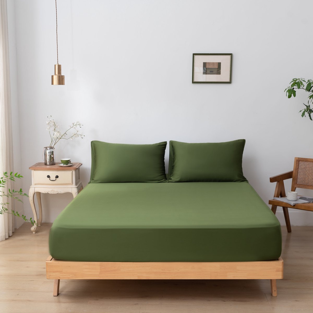 Bamboe hoeslaken Deep Moss donkergroen 80x220 cm – Standaard matras, zacht, ademend & hypoallergeen | Boomba Bamboo®