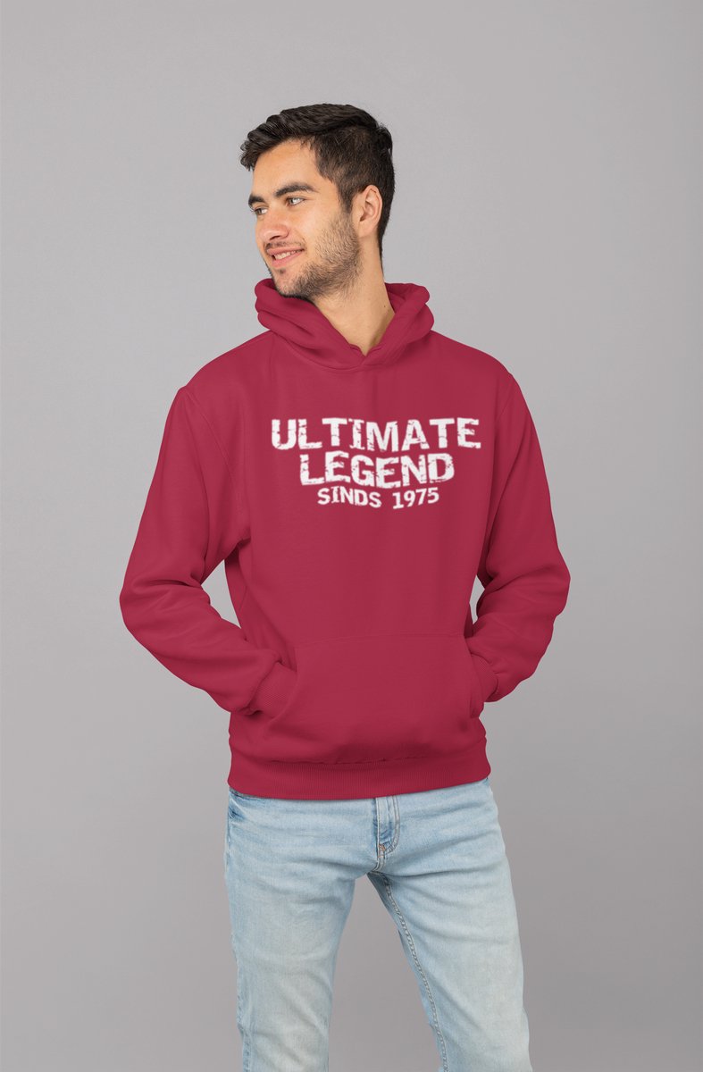 1975 Jaar Rood Hoodie heren - Maat M - Ultimate Legend - Verjaardag Cadeau Mannen - Limited Edition