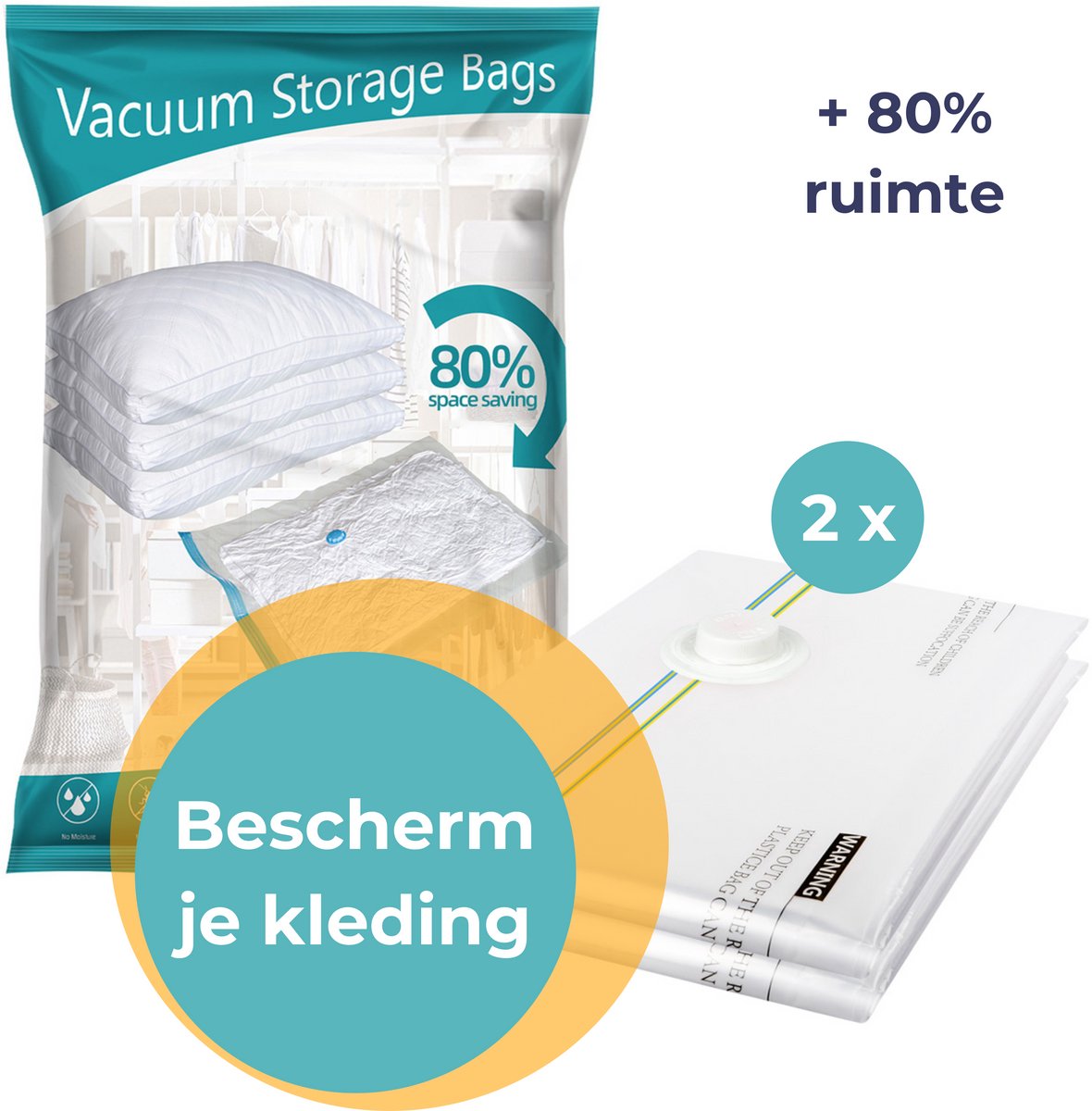 Altoura® Vacuumzakken Kleding - Travelset - 2 Stuks 40x60 - Zonder Pomp - Incl. Sluitclip - Herbruikbaar - Vacumeerzakken - Vacuum Opbergzakken - Compressiezakken - Vacuum Bags