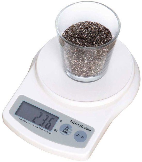 MAULalpha Pèse-lettres 2 kg - blanc - plastique - 1 pièce - 18,8 x 14,1 x 3,7 cm - MAUL