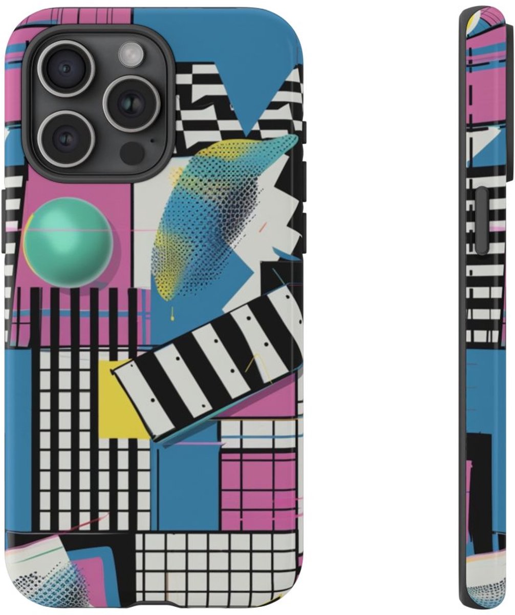 Kleurrijk Geometrisch Abstract Patroon – Telefoonhoesje Geschikt voor iPhone 15 Pro Max