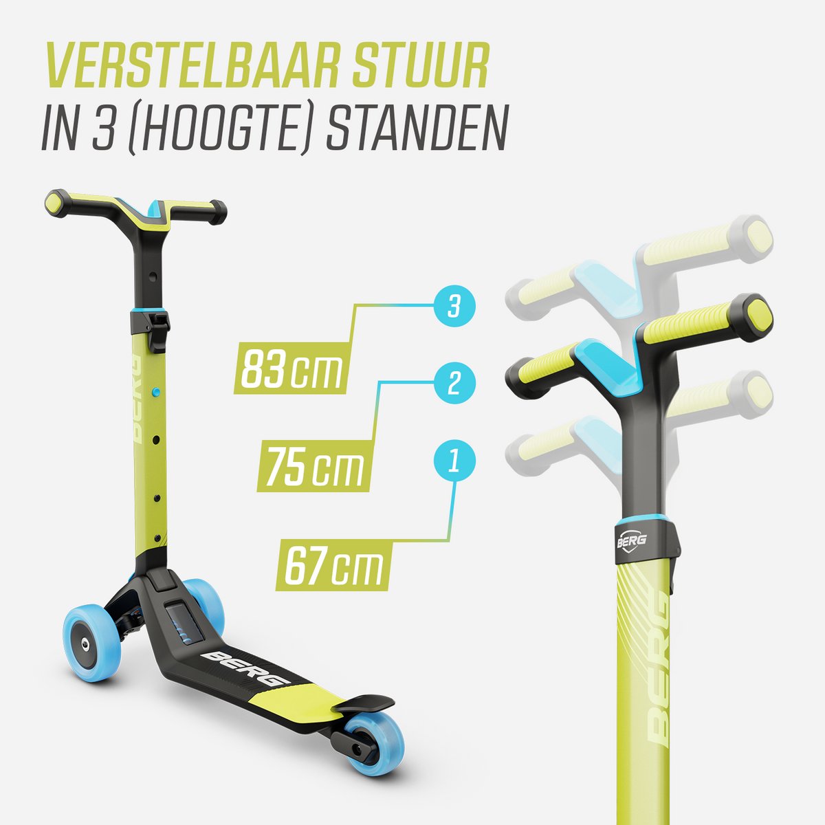 BERG Nexo Kinderstep - Step 3 wielen - Vanaf 2 jaar - Opvouwbaar - In hoogte verstelbaar - Lime — afbeelding 2
