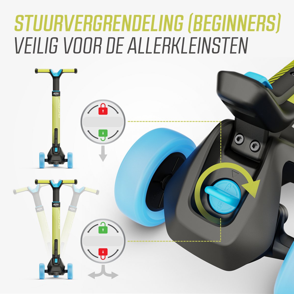 BERG Nexo Kinderstep - Step 3 wielen - Vanaf 2 jaar - Opvouwbaar - In hoogte verstelbaar - Lime — afbeelding 3