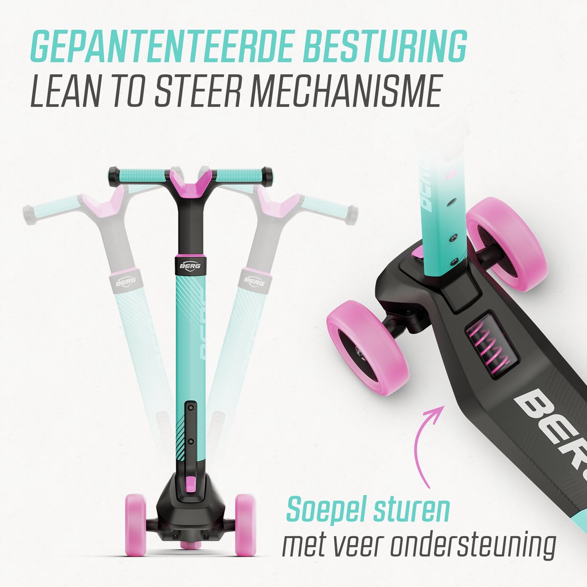 BERG Nexo Kinderstep - Step 3 wielen - Vanaf 2 jaar - Opvouwbaar - In hoogte verstelbaar - Mint — afbeelding 5