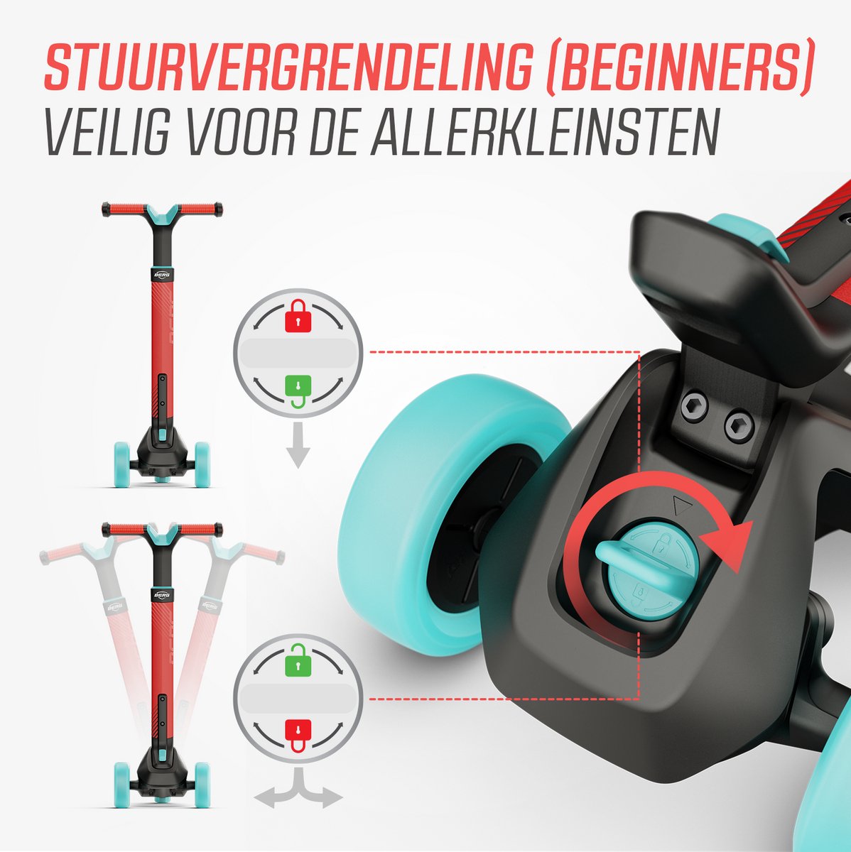 BERG Nexo Kinderstep - Step 3 wielen - Vanaf 2 jaar - Opvouwbaar - In hoogte verstelbaar - Rood — afbeelding 8