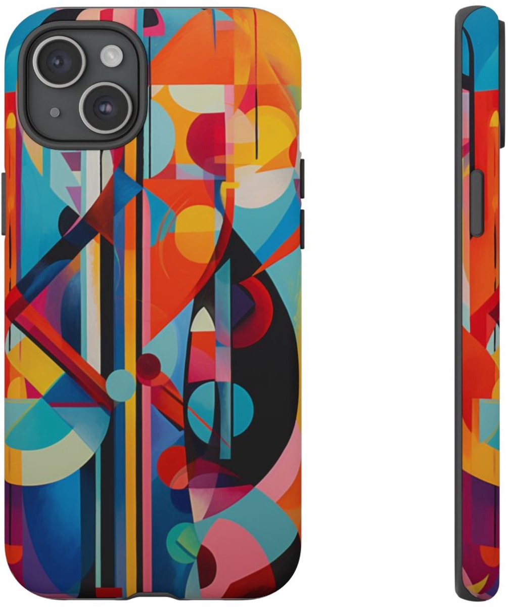 Abstracte Geometrische Kleurencombinatie – Telefoonhoesje Geschikt voor iPhone 15 Plus