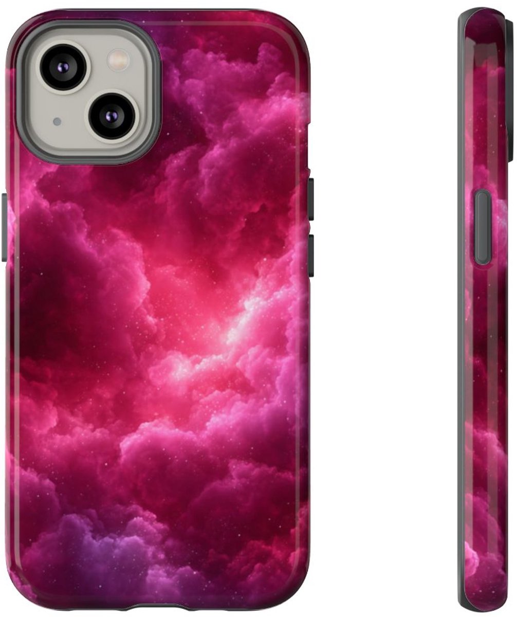 Roze en Bourgondische Nevelwolken – Telefoonhoesje Geschikt voor iPhone 14