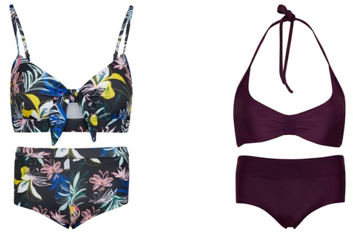 La V Set van 2 bikini hipster broekje en top - Angel's flower/ Aubergine 152-158 Angle's flower / Aubergine
