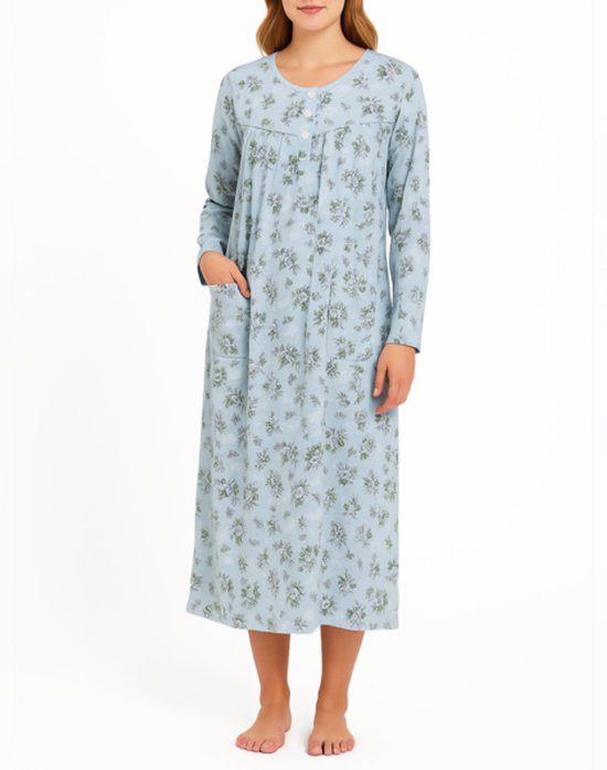 Comtessa dames nachthemd lange mouw - blauw