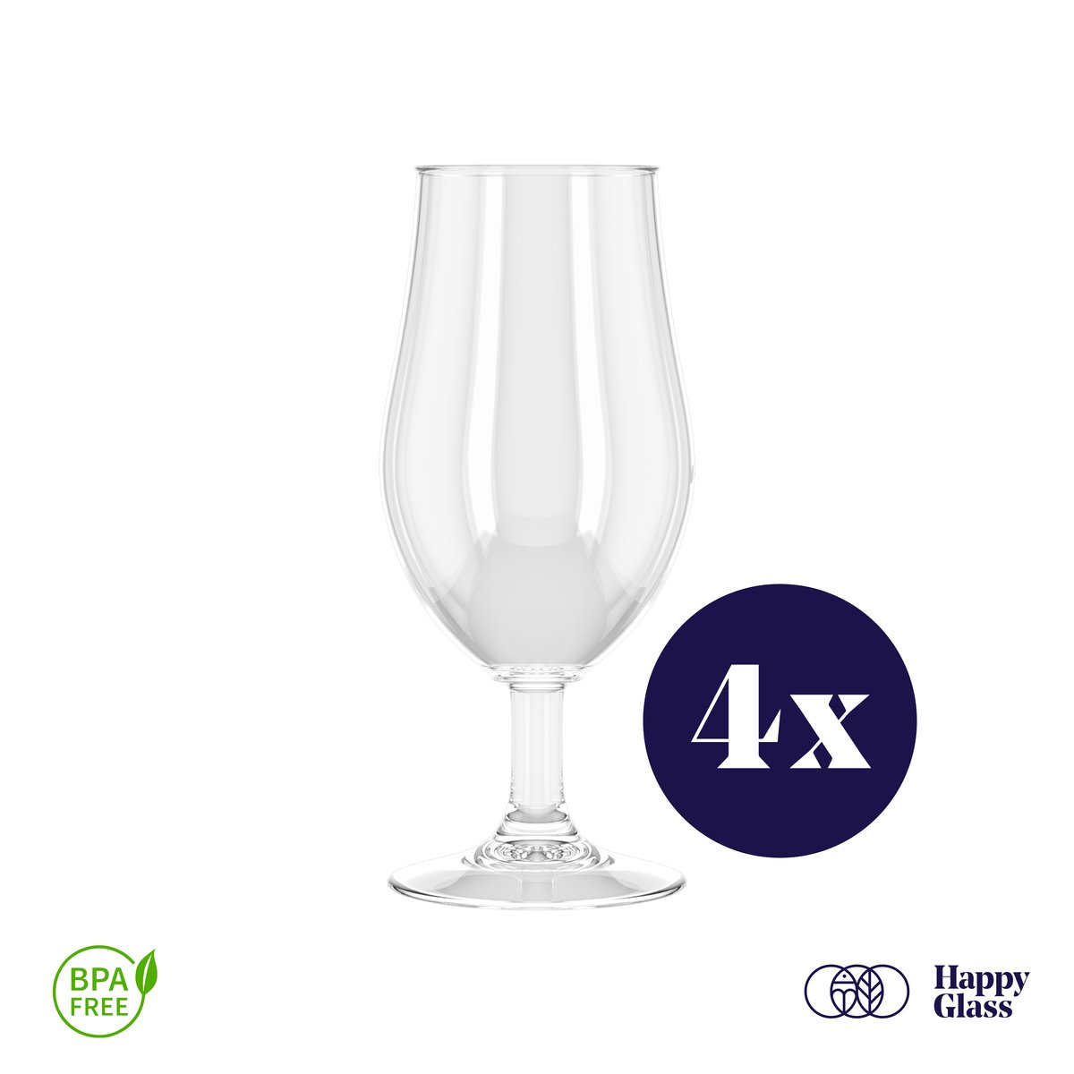 HappyGlass Mister Gustav - Set van 4 kunststof bierglazen - 50cl - Transparant - BPA-vrij Tritan
