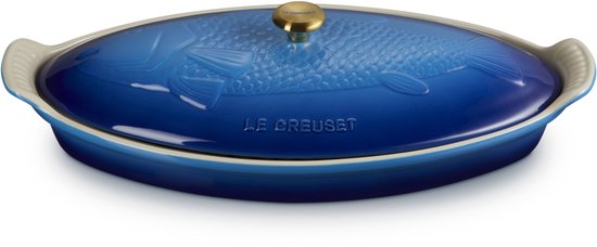 Le Creuset - Heritage - Ovenschaal 'Vis -' in Aardewerk Azure - Ovaal - 34cm