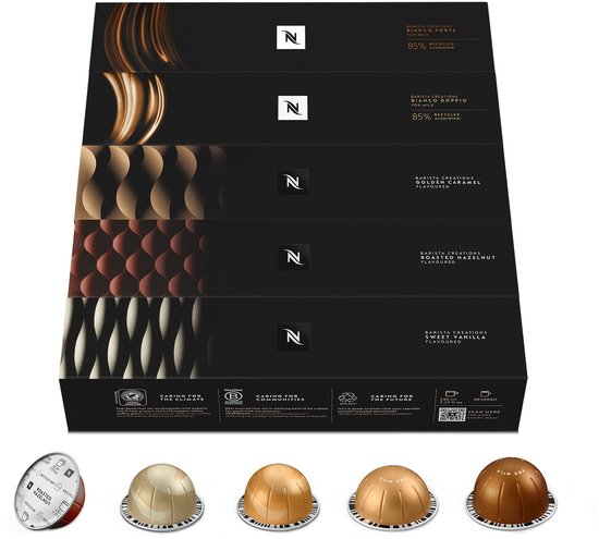 Capsules Nespresso Vertuo - Meilleures ventes de recettes au lait - 50 capsules de café
