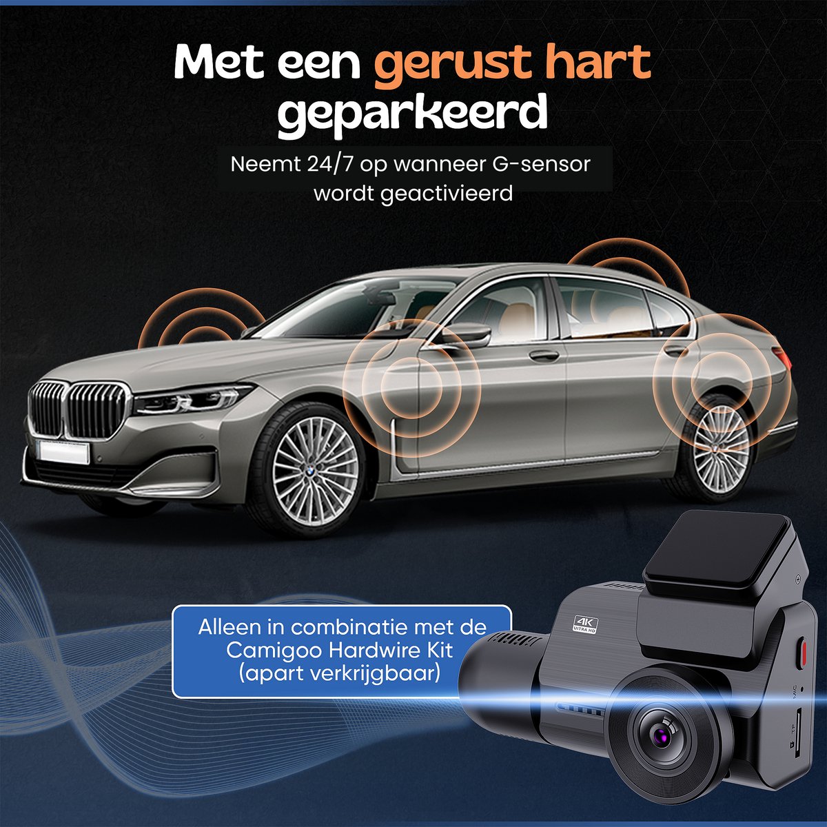 Camigoo® M800 Pro - Triple Dashcam - Dashcam Voor Auto - Ultra 4K, 2K & Full HD - Voor, Achter & Binnen Camera - Door ANWB Getest - WiFi & GPS - SONY Sensor - 64GB SD Kaart - Parkeermonitor - Time Lapse - IR Nachtzicht - NL Handleiding + Systeem thumbnail 7
