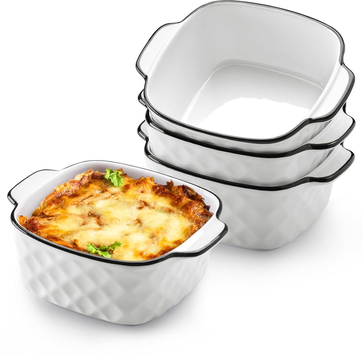 Vierkante ovenschaal - 13 oz - geschikt voor luchtfriteuse - premium porselein - 1 stuk