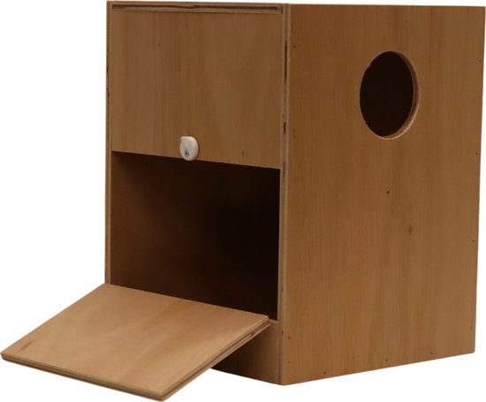 Massief houten papegaai kweekbox, vogelhuisje van natuurlijk hout voor kleine vogels, nestkast parkieten, parkieten, parkieten, nestkastje, transparant ontwerp voor liefdesvogel, elparkiet, lovebirds