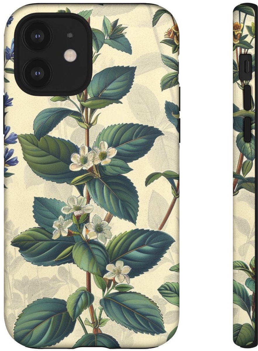 Vintage Botanisch Kruidenpatroon – Telefoonhoesje Geschikt voor iPhone 12