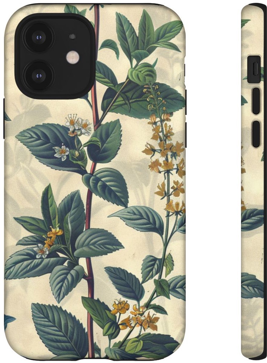 Vintage Botanisch Kruidenpatroon – Telefoonhoesje Geschikt voor iPhone 12