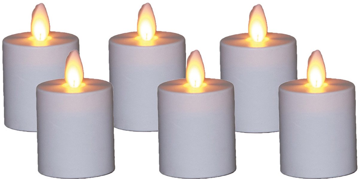 Anna's Collection LED kaarsen - 6x - wit - H8 cm - bewegende vlam - batterijkaarsen - waxinelichtjes - theekaarsen
