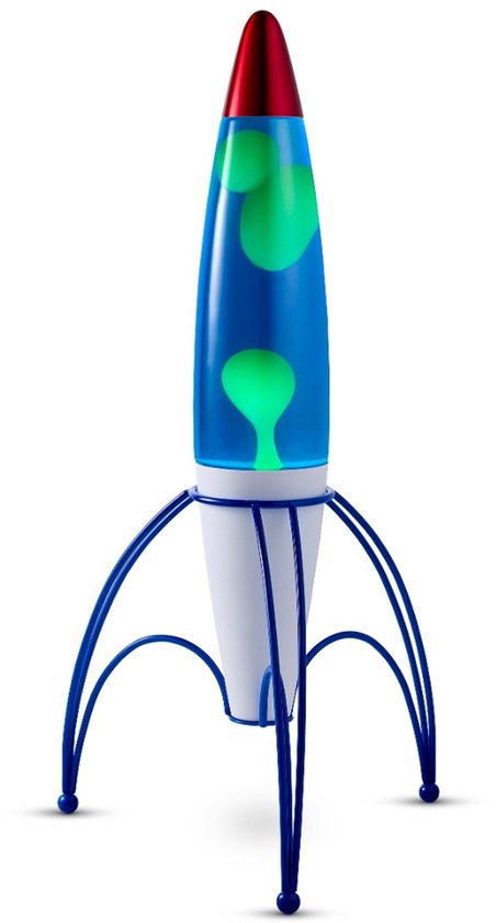 Lighto Raket Lavalamp - Blauwe Vloeistof met Gele Lava - voor Kinderen