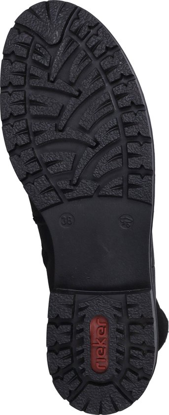 Zool van zwarte Rieker veterboot met profiel en het Rieker logo.